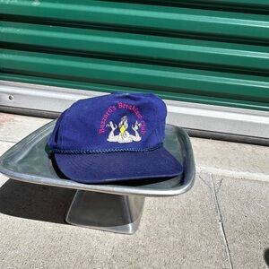 Blue Hat with Embroidered Design